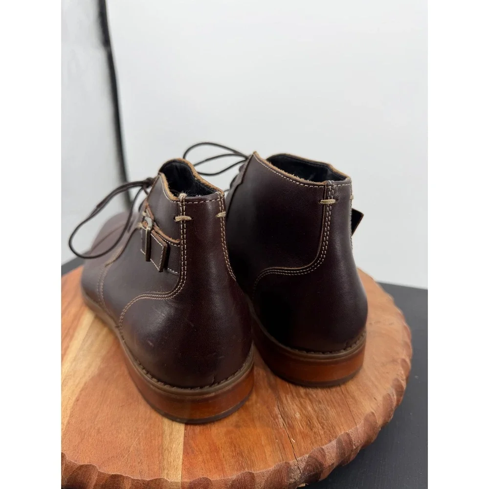 Johnston & Murphy 59-2214 Chukka Boot Men 11M Brown Leather Cap Toe Buckle